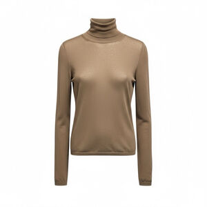MaxMara “Fatua / Fatuo” Sand Lightweight Turtleneck Sweater XL —‎ pin-hole flaw
